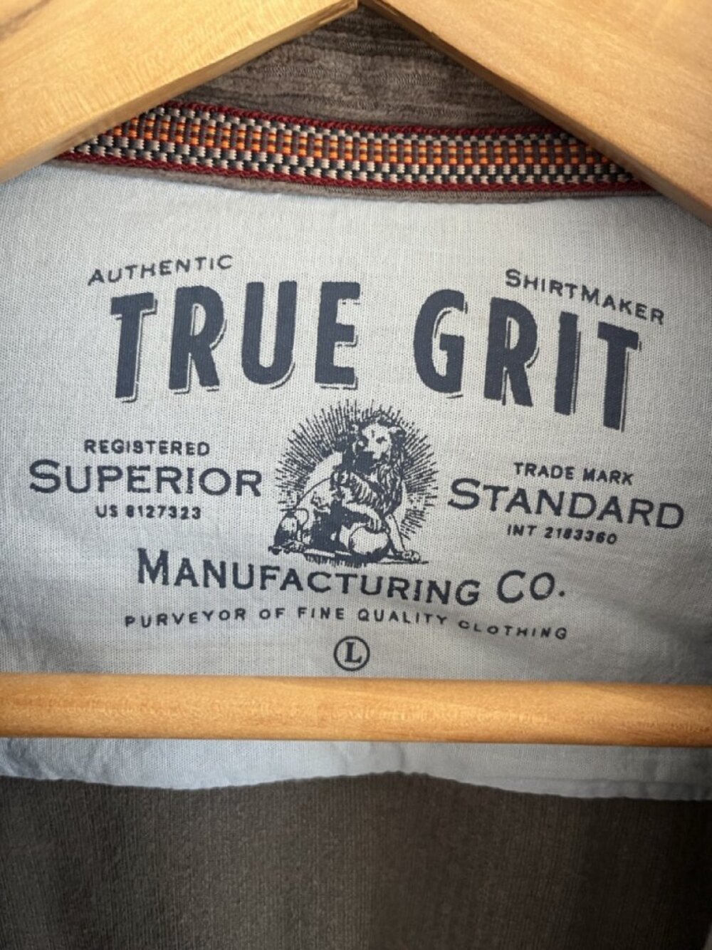 TRUE GRIT Wide Wale Corduroy Button-Down Taupe L Casual